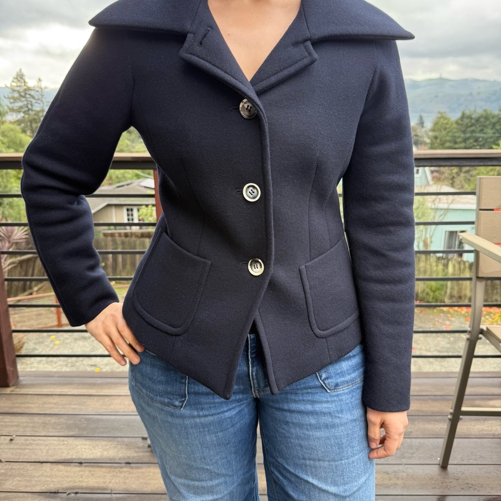 MaxMara Women's dark Navy Pea Coat - Picture 8 of 8